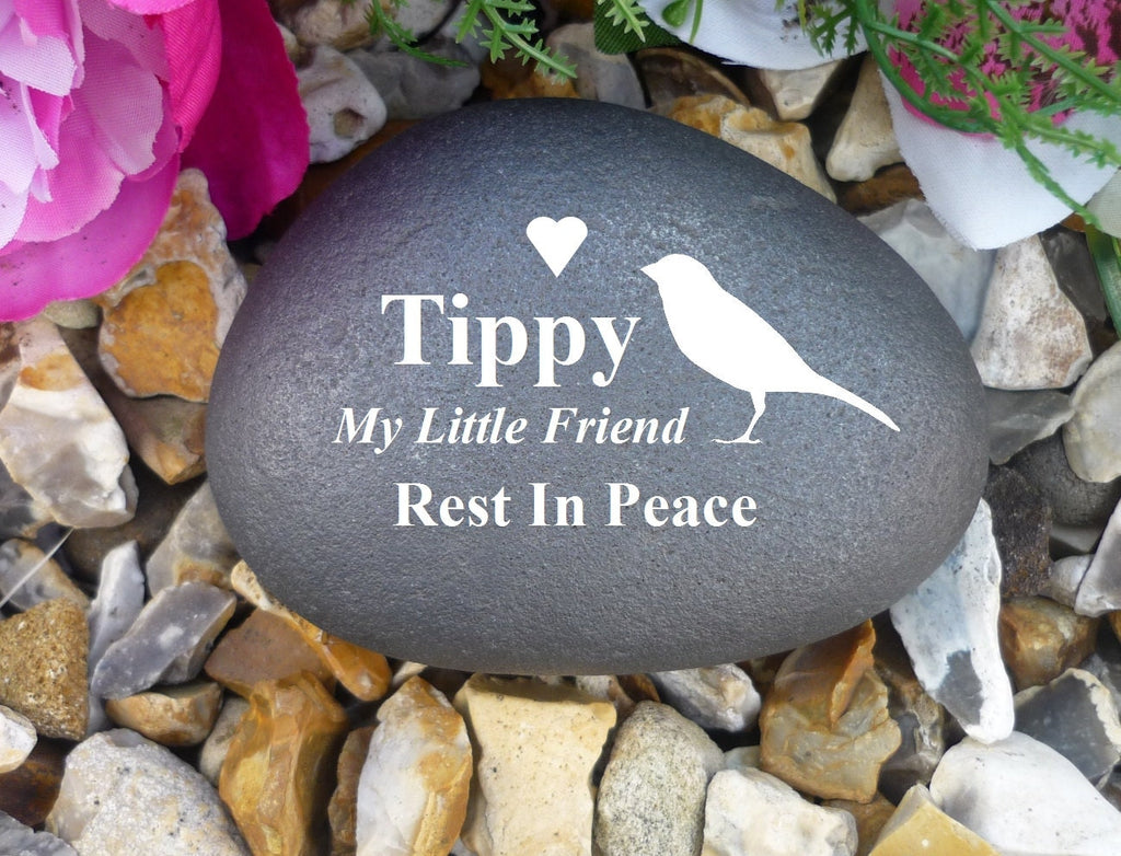 Pet Bird Memorial - Personalized Pebble (Stone Effect) - Weatherproof - Various Designs