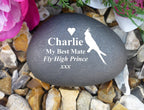 Pet Bird Memorial - Personalized Pebble (Stone Effect) - Weatherproof - Various Designs