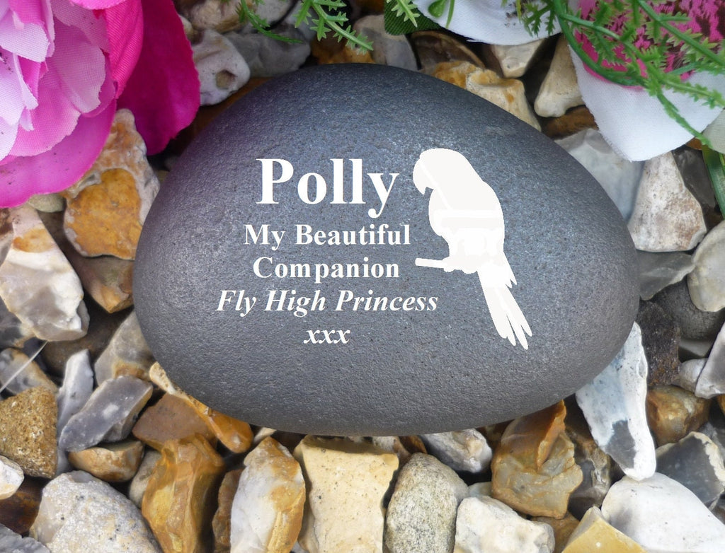 Pet Bird Memorial - Personalized Pebble (Stone Effect) - Weatherproof - Various Designs