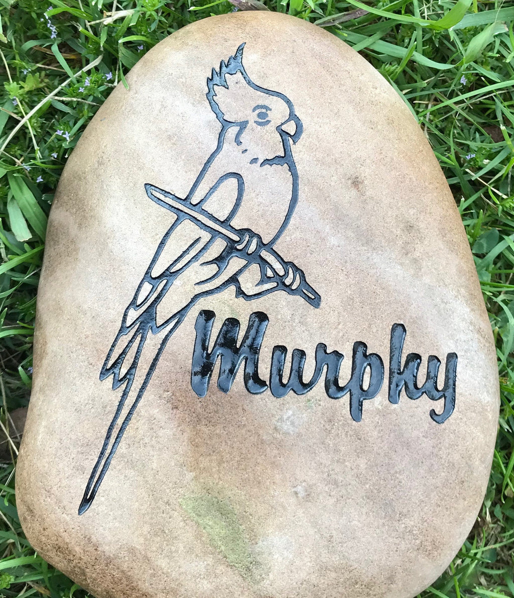 EXOTIC BIRDS Parrots, Cockatoo & more Breeds of Birds stones between 9”/10” or 7”/8" Memorial. Personalized Name Engraved Option to add Date