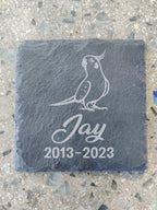 4x4 Custom Engraved Slate Cockatiel Pet Memorial Grave Marker Plaque Personalized For Your Family Pet. Bird Birdy Birdies