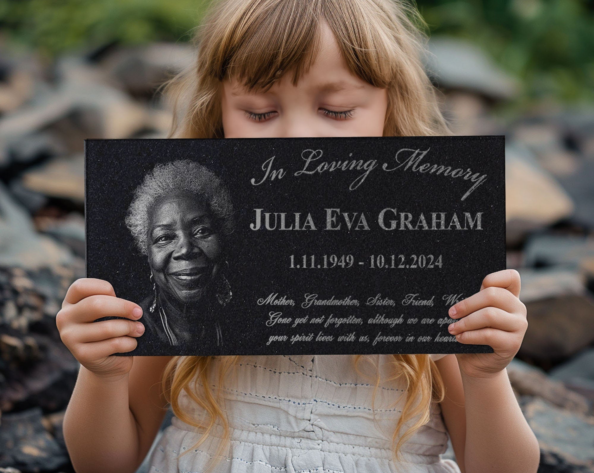 Custom Photo Laser Engraved Granite Headstone