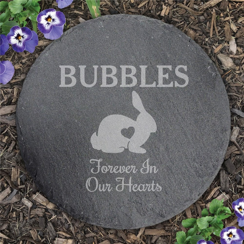 Engraved Pet Memorial Round Garden Stone, Rabbit Memorial, Cat Memorial, Lizard Memorial, Custom Grave Marker, Loss Of Pet, Dog Memorial