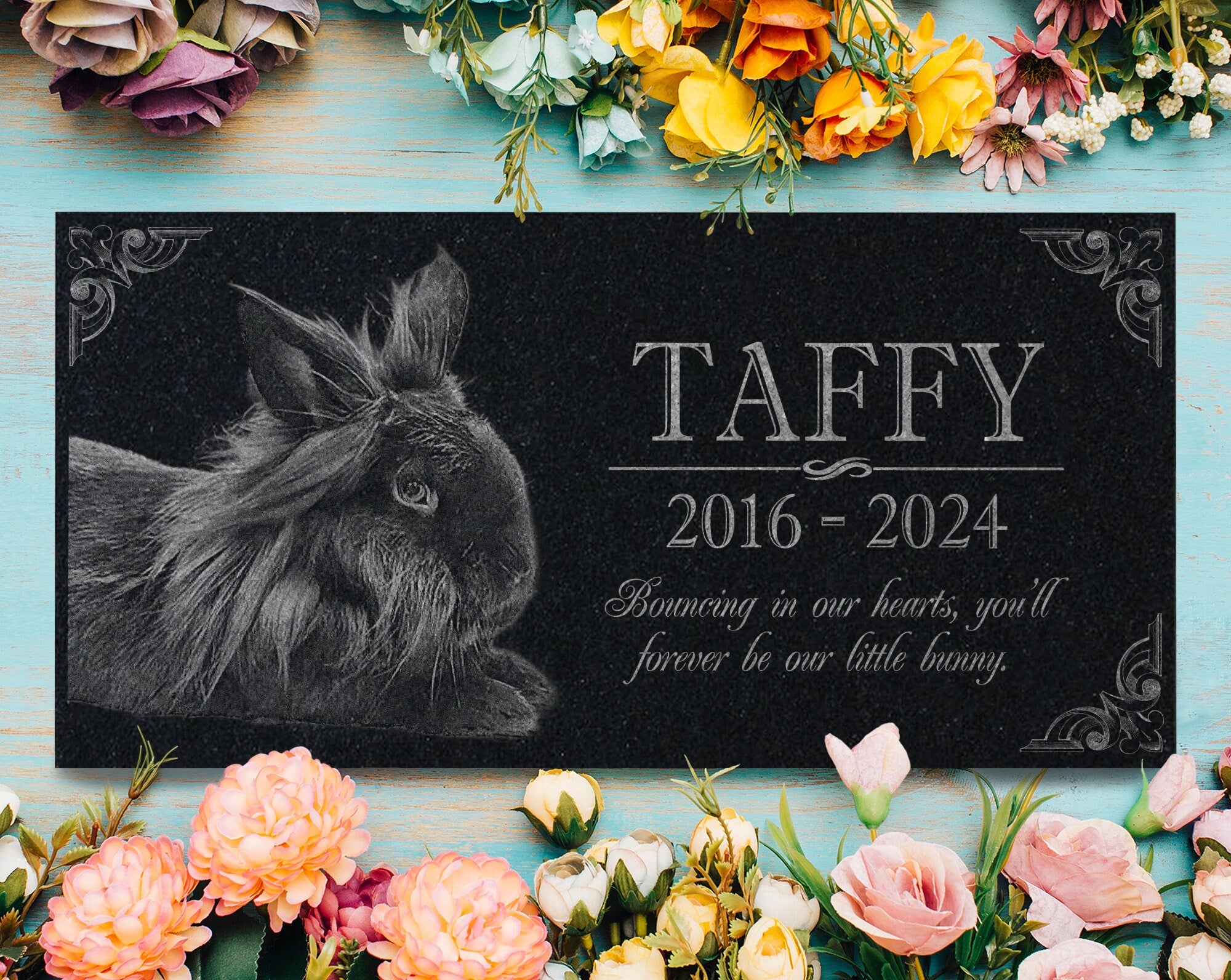 Engraved Granite Outdoor Memorial Plaque for Rabbits