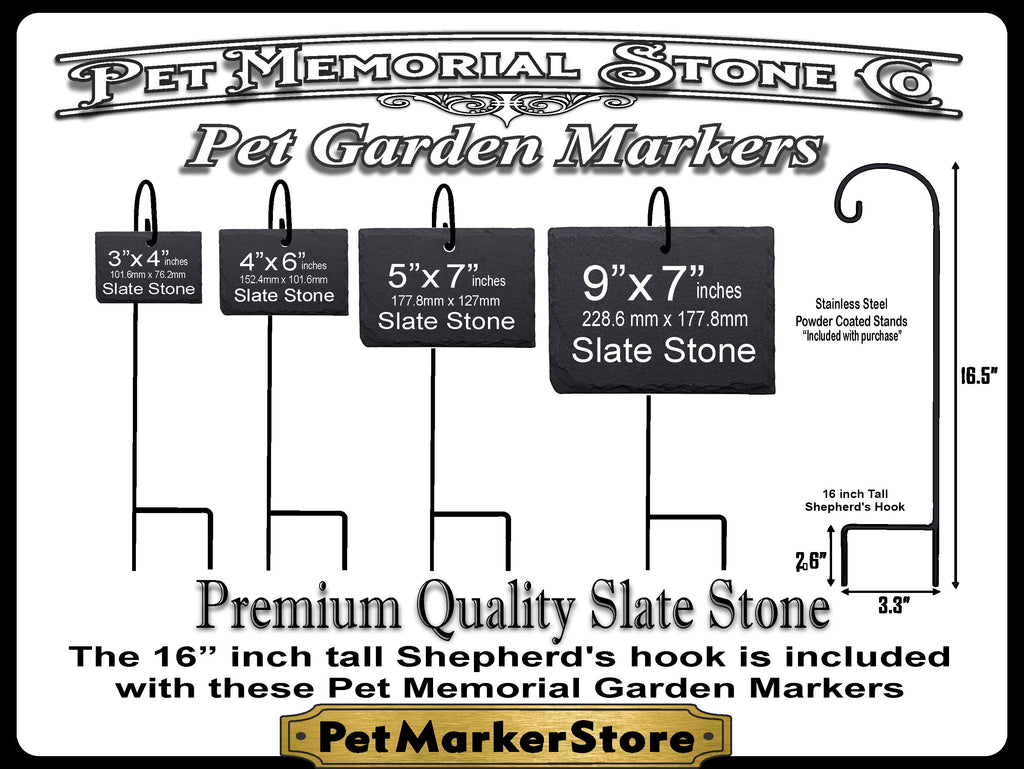 Pick Your Bird Memorial Stone Quality Slate Sign with Shepherd's hook Garden Marker Personalized Laser Engraved SLATE Gravestone with Stand.
