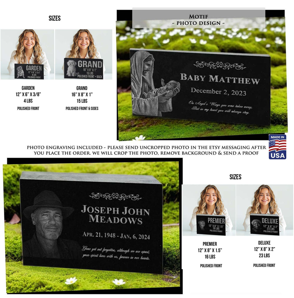 Custom Photo Laser Engraved Granite Headstone