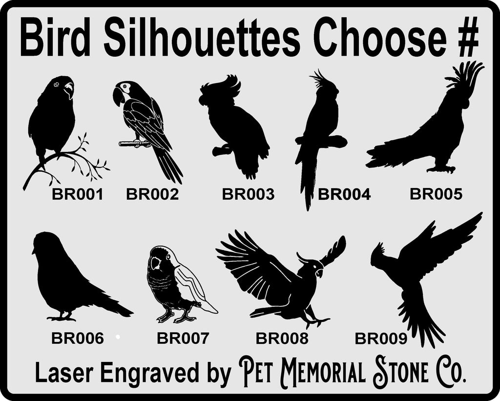 Pick Your Bird Memorial Stone Quality Slate Sign with Shepherd's hook Garden Marker Personalized Laser Engraved SLATE Gravestone with Stand.