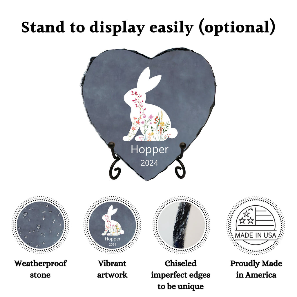 Bunny Passing Away Gift, Heart Rock Memorial Personalized Rabbit Memorial Stone SD-35A