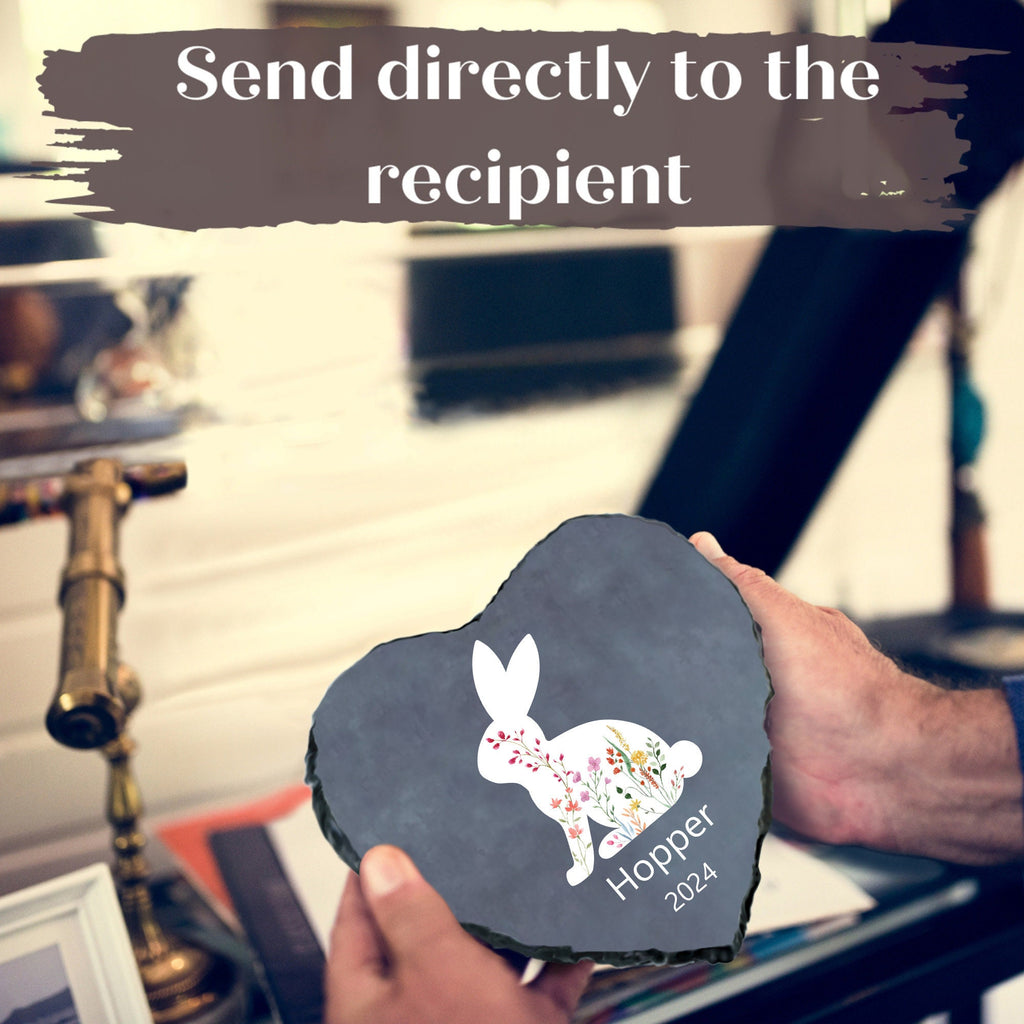 Bunny Passing Away Gift, Heart Rock Memorial Personalized Rabbit Memorial Stone SD-35A