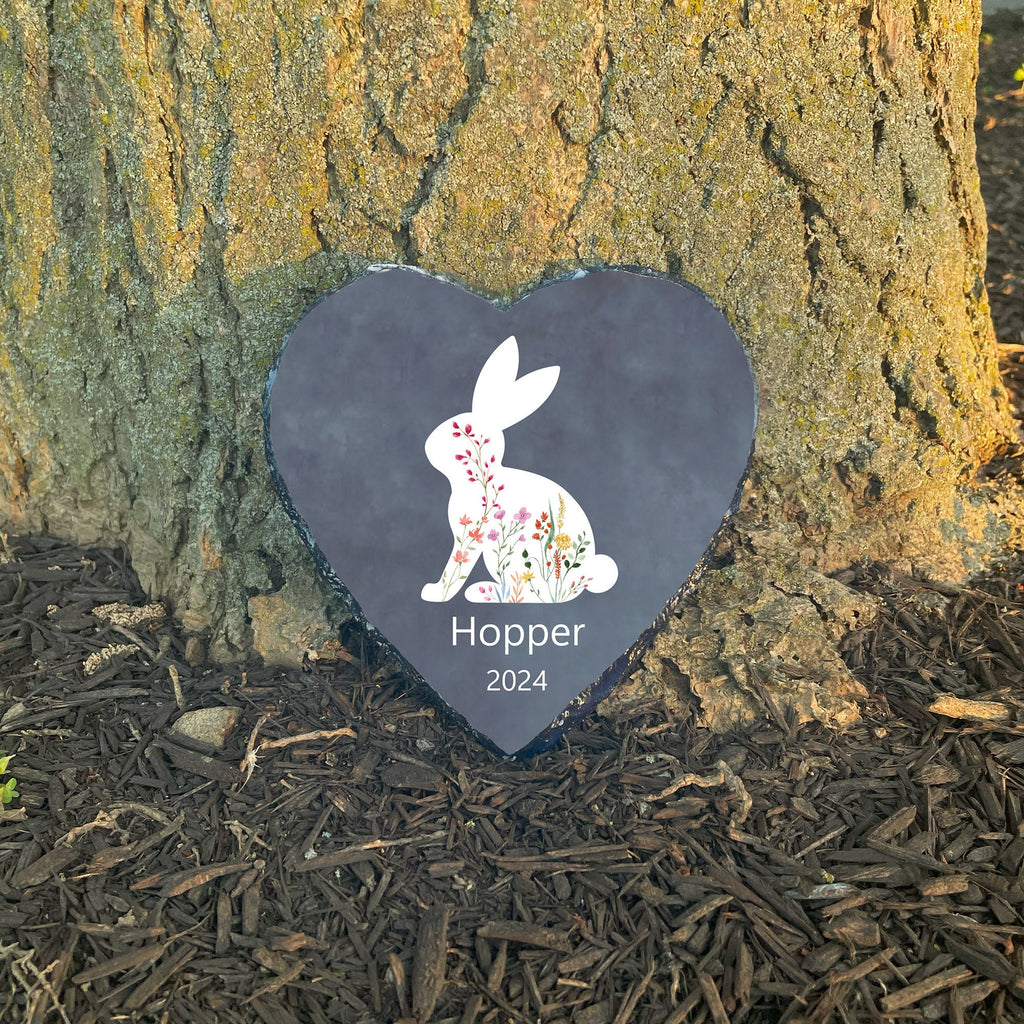 Bunny Passing Away Gift, Heart Rock Memorial Personalized Rabbit Memorial Stone SD-35A