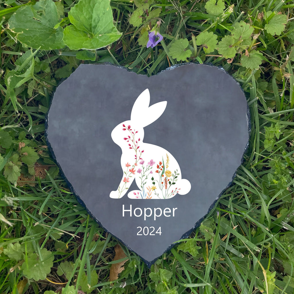 Bunny Passing Away Gift, Heart Rock Memorial Personalized Rabbit Memorial Stone SD-35A