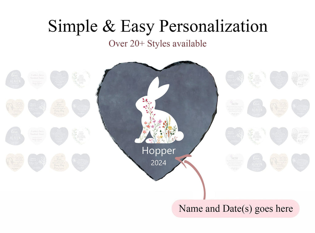 Bunny Passing Away Gift, Heart Rock Memorial Personalized Rabbit Memorial Stone SD-35A