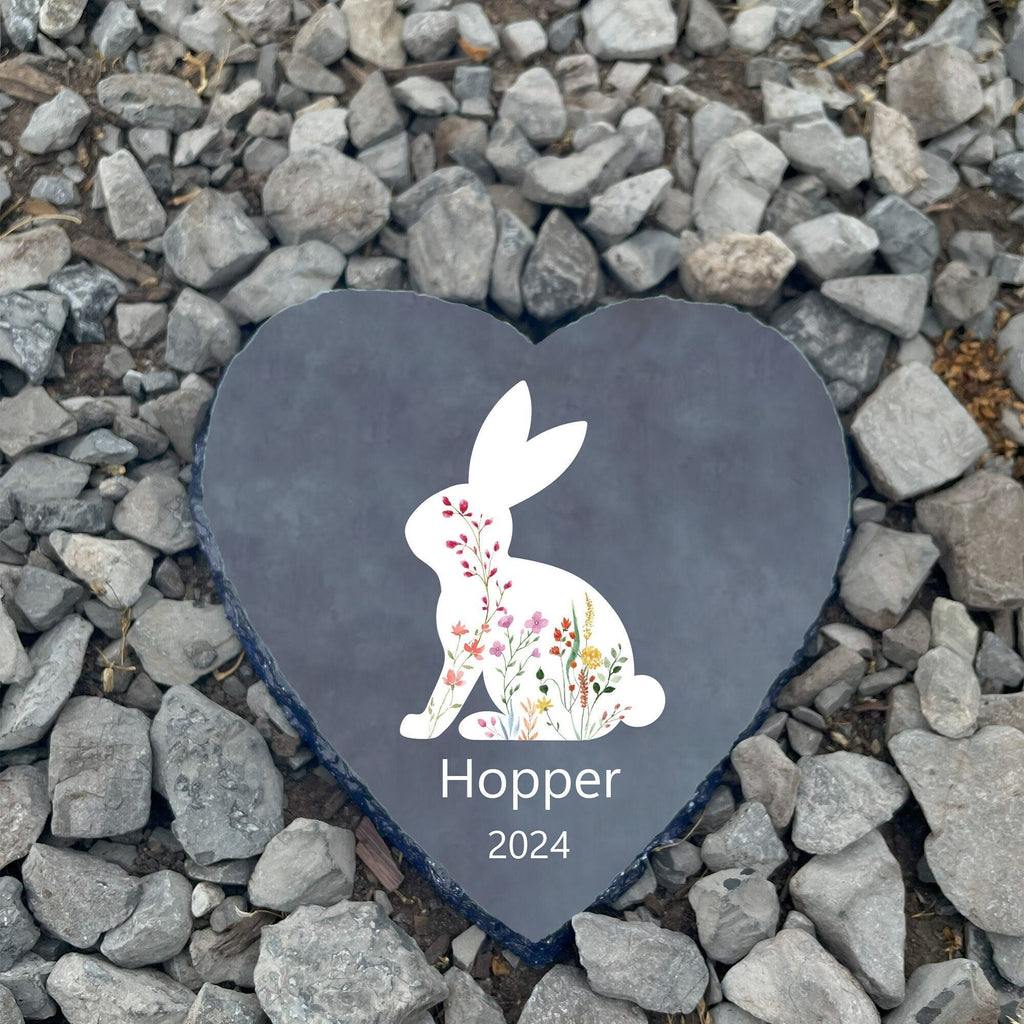 Bunny Passing Away Gift, Heart Rock Memorial Personalized Rabbit Memorial Stone SD-35A