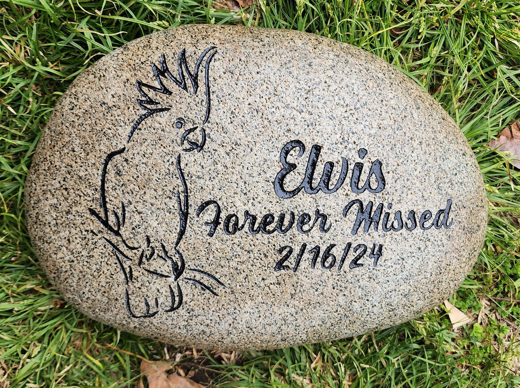 EXOTIC BIRDS Parrots, Cockatoo & more Breeds of Birds stones between 9”/10” or 7”/8" Memorial. Personalized Name Engraved Option to add Date