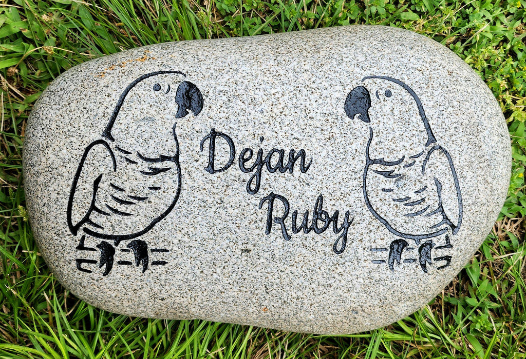 EXOTIC BIRDS Parrots, Cockatoo & more Breeds of Birds stones between 9”/10” or 7”/8" Memorial. Personalized Name Engraved Option to add Date