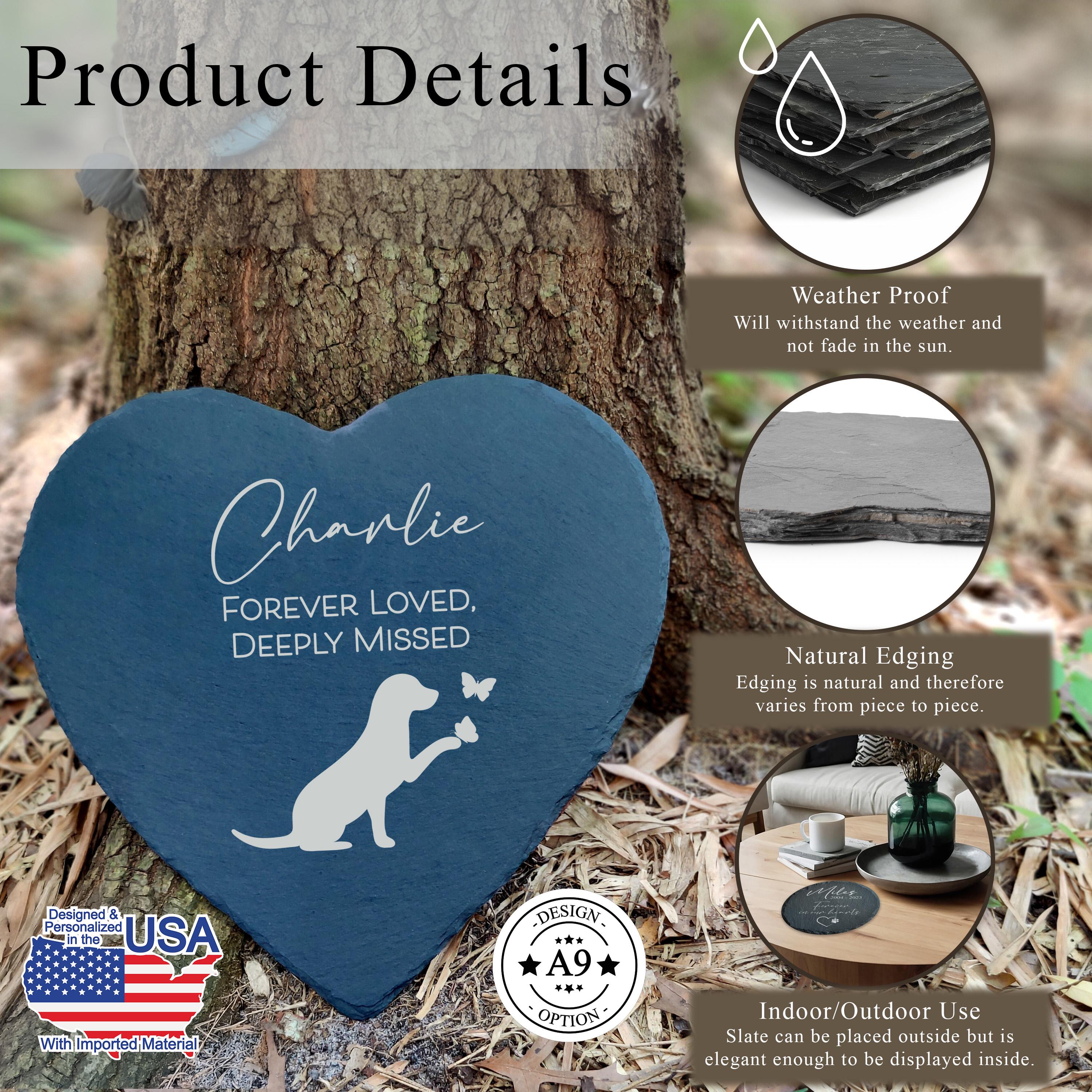 Engraved Pet Memorial Stone Slate for Garden Dog Loss Personalized Gift Durable Weatherproof High-Quality Thoughtful Grave With Name Cat
