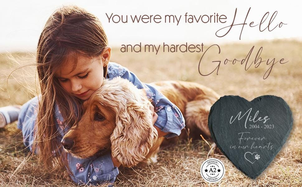 Engraved Pet Memorial Stone Slate for Garden Dog Loss Personalized Gift Durable Weatherproof High-Quality Thoughtful Grave With Name Cat