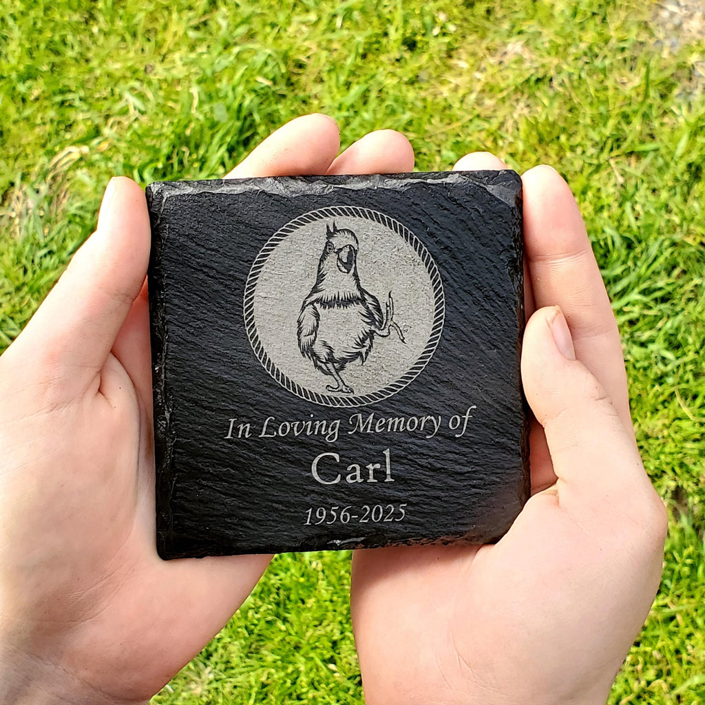 Small Personalized Cockatoo Bird Memorial Stone – Engraved Slate Grave Marker for Pet Parrot