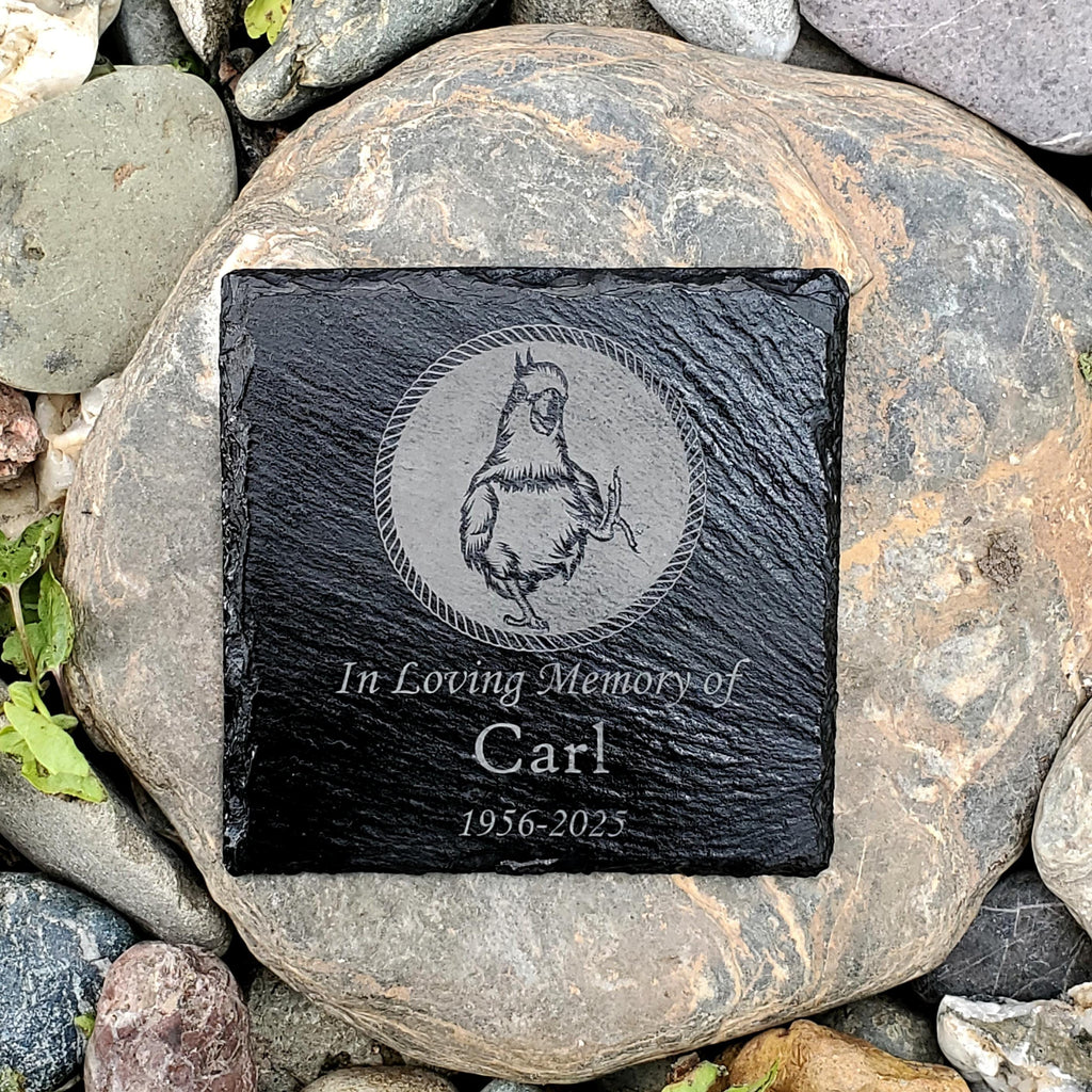 Small Personalized Cockatoo Bird Memorial Stone – Engraved Slate Grave Marker for Pet Parrot