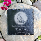 Small Personalized Parakeet Bird Memorial Stone – Engraved Slate Grave Marker for Pet Budgerigar Budgie