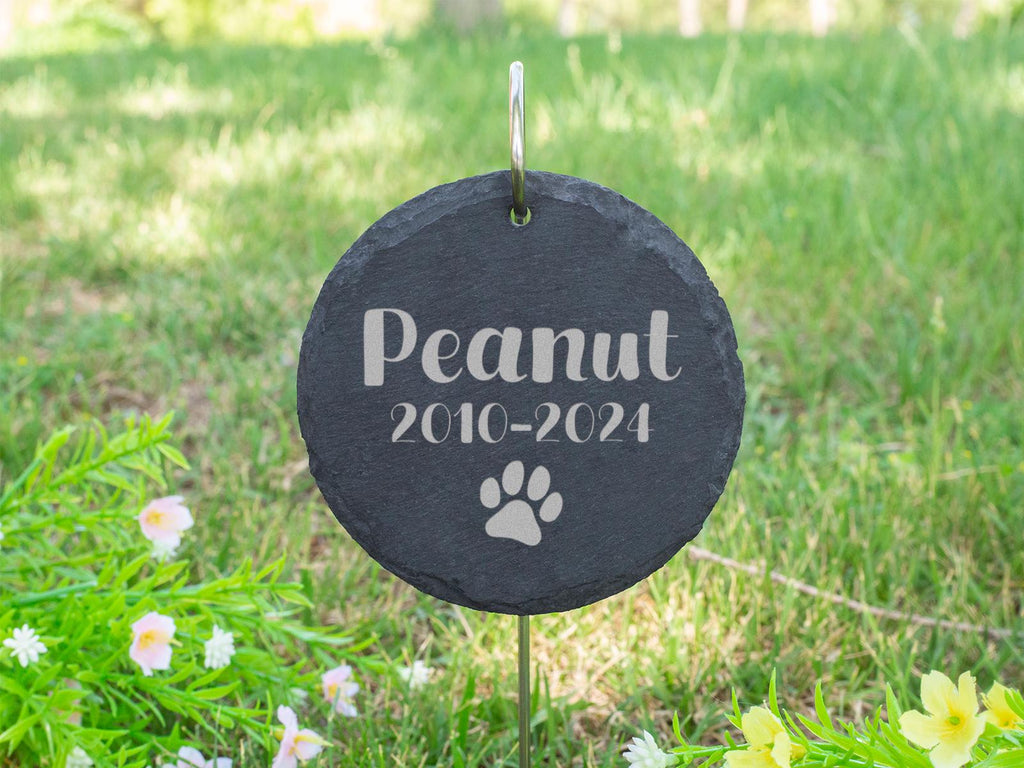 Custom Engraved Garden Stone with Hanging Stake, Memorial Gifts for Loss of Mom/Dad/Grandparents/Pets, Perfect for Gardeners & Plant Markers